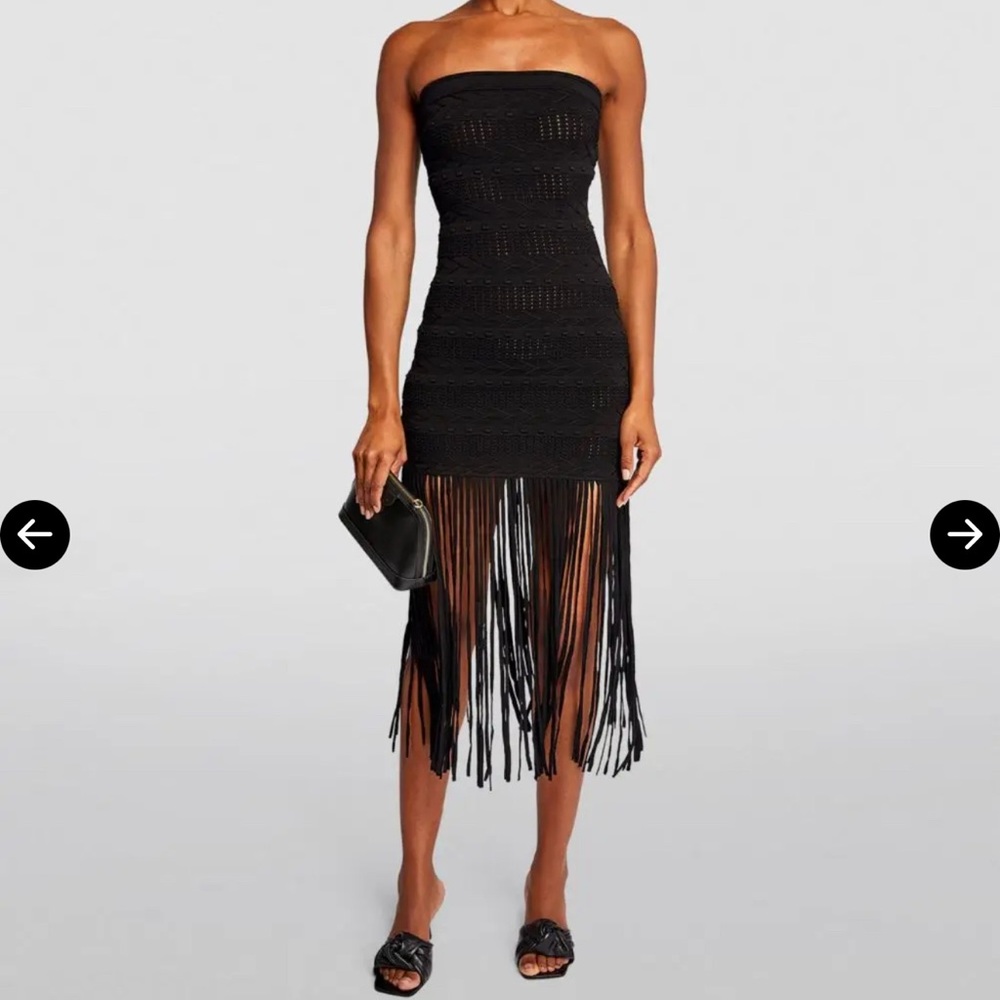 Sandro Black Strapless Bodycon Dress - fringe